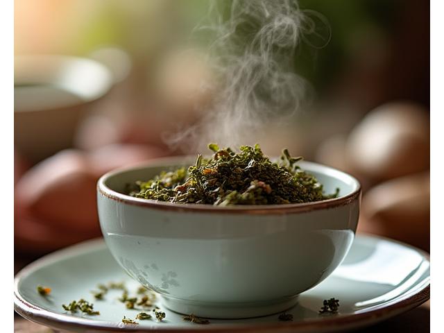 장인의 유기농 차잎과 따뜻한 찻잔